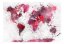 Samolepiaca fototapeta - Mapa sveta: Červené akvarely