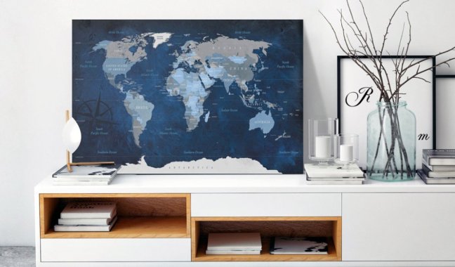 Korková nástěnka - Tmavě modrý svět - Mapa