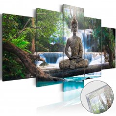 Obraz na akrylátovom skle - Budha a vodopád