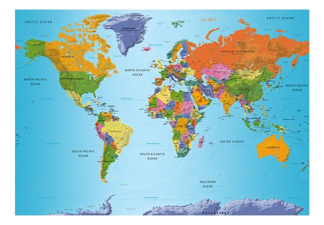 Samolepící fototapeta - Mapa světa: Barevná geografie