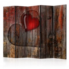 Paraván - Srdce na dřevěném pozadí II