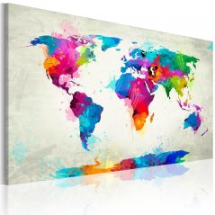 Obraz - Mapa světa - exploze barev II