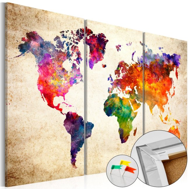 Korková nástěnka - Korková mapa v akvarelu