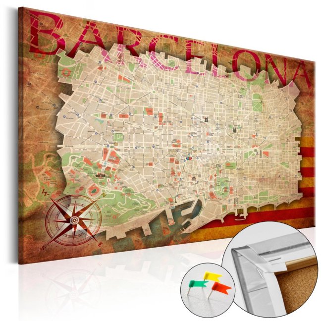 Korková nástěnka - Mapa Barcelony
