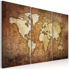 Obraz - Mapa sveta: hnedá textúra