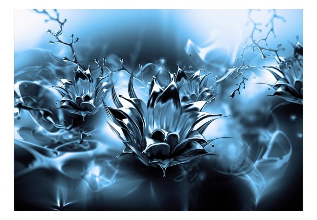 Samolepící fototapeta - Olejový květ (modrá)