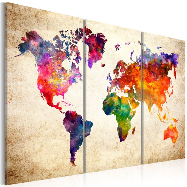 Obraz - Mapa světa v akvarelu