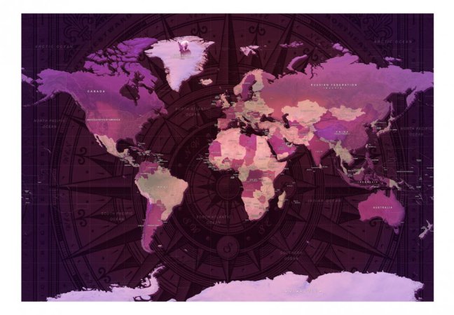 Fototapeta - Fialová mapa světa