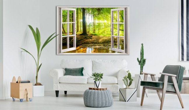 Obraz - Okno: Pohled na les