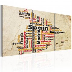 Obraz - Španělsko: textová mapa v barvách státní vlajky
