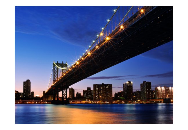 Fototapeta - Manhattan Bridge osvětlený v noci