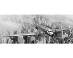 Panoramatická fototapeta - Letadlo nad městem