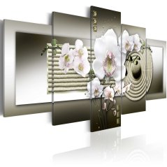 Obraz - Orchideová a zenová záhrada v sivej farbe