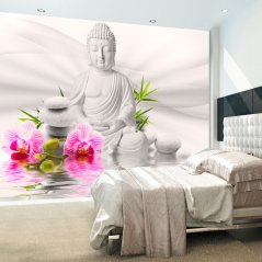 Fototapeta - Buddha a orchideje