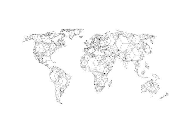 Fototapeta - Mapa sveta - čiernobiela