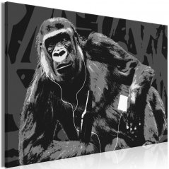 Obraz - Pop Artová opice - šedá