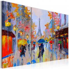 Ručně malovaný obraz - Deštivá Paříž
