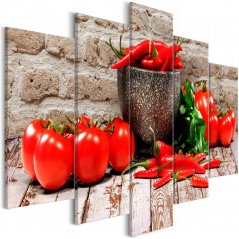 Obraz - Červená zelenina a tehlová stena