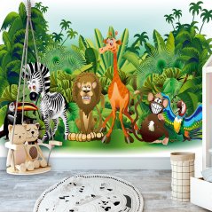 Samolepící fototapeta - Zvířata v džungli pro děti