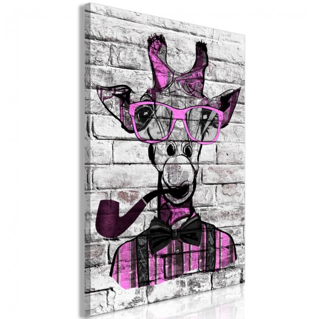 Obraz - Žirafa s fajkou - ružová