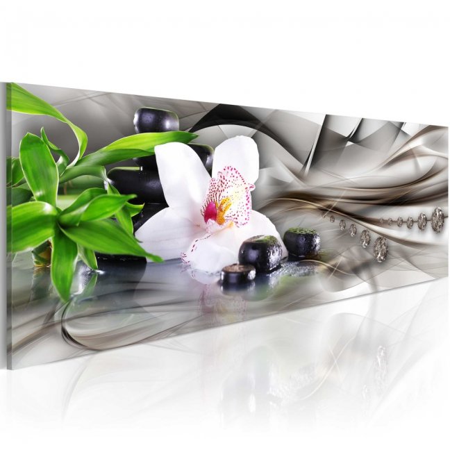 Obraz - Zenová kompozícia: bambus, orchidea a kamene