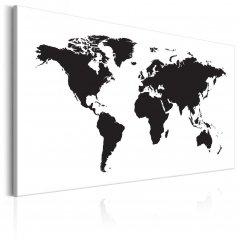 Obraz - Mapa sveta: čiernobiela elegancia