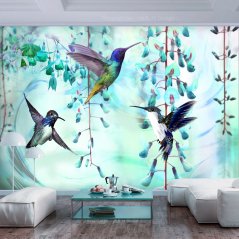Fototapeta - Lietajúce kolibríky (zelené)