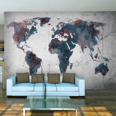 Fototapeta - Mapa světa na zdi I