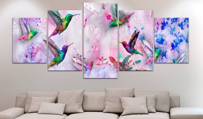 Obraz - Farebné kolibríky - fialové