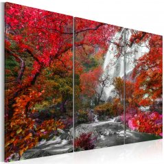 Obraz - Krásný vodopád: Podzimní les