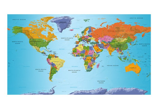 Samolepiaca fototapeta - Mapa sveta: Farebná geografia II
