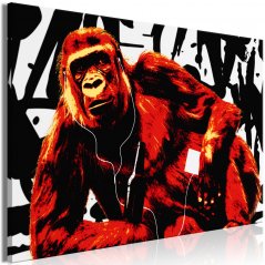 Obraz - Pop Artová opice - červená