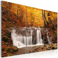 Obraz - Vodopád mezi podzimními stromy