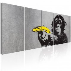 Obraz - Street Art - Opice a banán