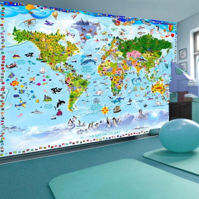 Samolepící fototapeta - Mapa světa pro děti