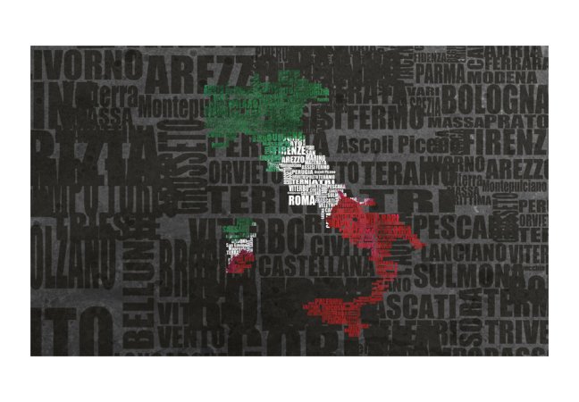 Fototapeta - Mapa Itálie - text