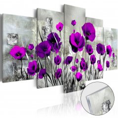 Obraz na akrylátovom skle - Lúka: fialové maky