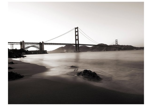 Fototapeta - San Francisco: most Golden Gate v čiernej a bielej