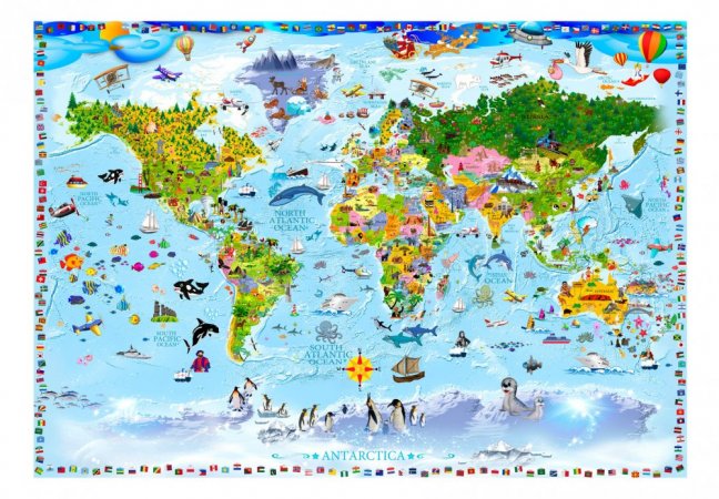 Samolepící fototapeta - Mapa světa pro děti