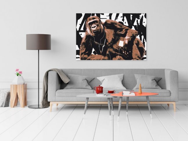 Obraz - Pop Artová opice - hnědá