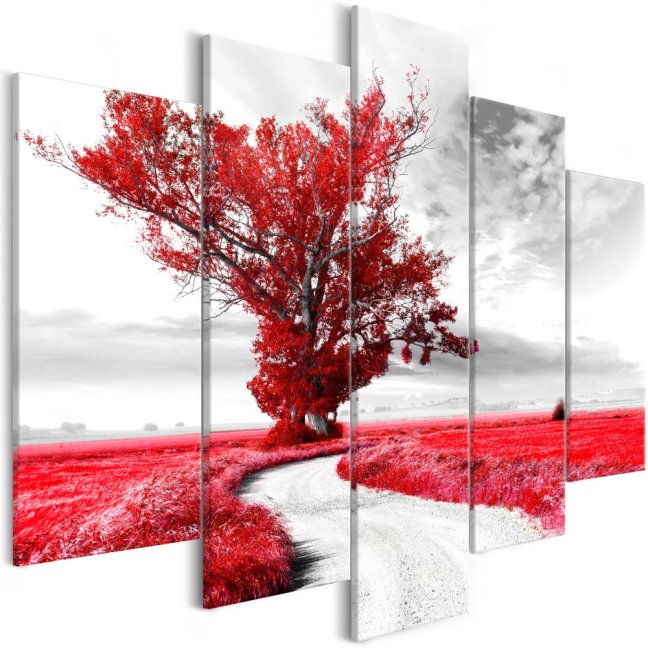 Obraz - Strom pri ceste - červený