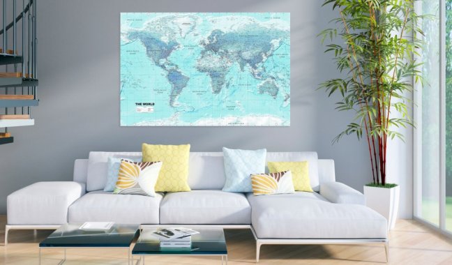 Obraz - Mapa sveta: nebesky modrý svet