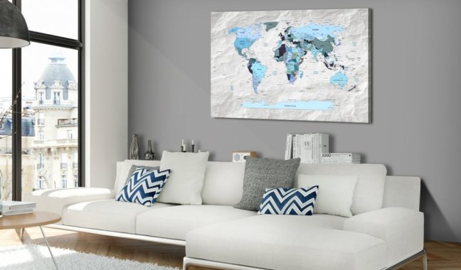 Obraz - Mapa světa: Modré poutě
