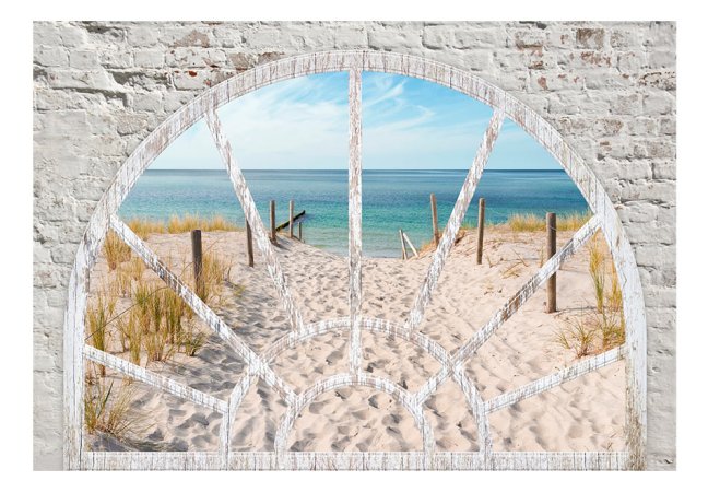 Samolepiaca fototapeta - Pohľad z okna na pláž