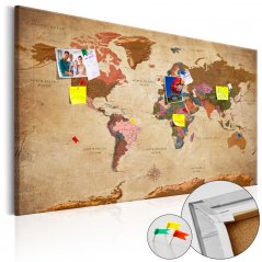 Obraz na korku - Mapa sveta: Hnedá elegancia