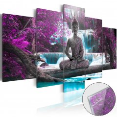 Obraz na akrylátovom skle - Vodopád a Budha