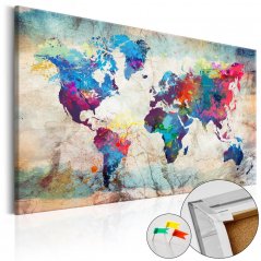 Obraz na korku - Mapa světa: Farebné šialenstvo
