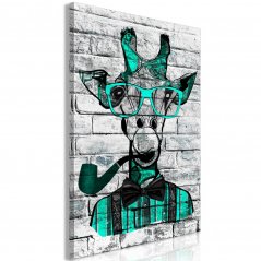 Obraz - Žirafa s fajkou - zelená