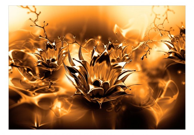 Samolepící fototapeta - Olejový květ (oranžová)