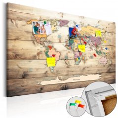 Korková nástěnka - Mapa světa: Dřevěné oceány